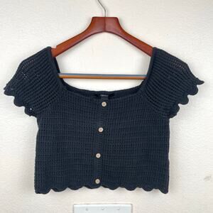 Forever 21 Womens Top Sz L Crochet Whimsigoth Cropped Cottage Festival Boho